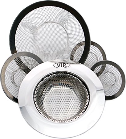 VIP Home Essentials Stainless Mesh Sink Strainers Variety 5 Pack With VIP Branded Packaging