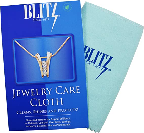 Blitz Premium XL 2-Ply Jewelry Cleaning and Polishing Cloth with Tarnish Inhibitor for Gold, Silver, and Platinum, Made in the USA, Nontoxic and Environmentally Friendly, 2-Pack, Blue 2 Pack