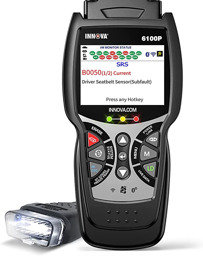 INNOVA 6100P ABS SRS Transmission OBD2 Scanner Live Data, Car Code Reader Diagnostic Scan Tool with Oil Reset /Battery Alternator Test / Full OBD II/ Repair Solutions 2 APP/Lighted Connector