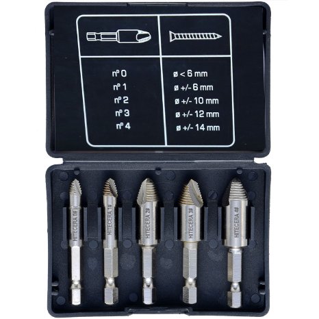 5pcs Damaged Screw Remover Set - Extractor Set by Hitecera - Easily Remove Stripped or Damaged Screws - Set of 5 Stripped Screw Removers