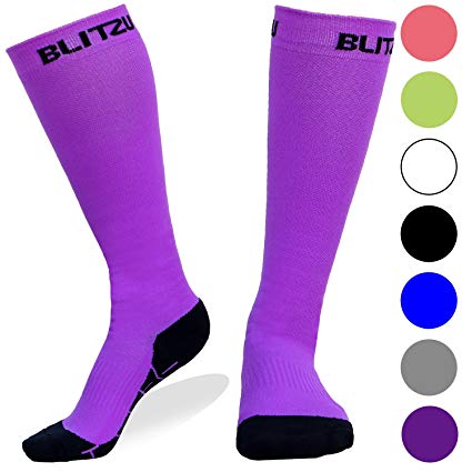 BLITZU Compression Socks 20-30mmHg for Men & Women BEST Recovery Performance socks for Running, Medical, Athletic, Edema, Diabetic, Varicose Veins, Travel, Pregnancy, Relief Shin Splints, Nursing