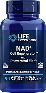 Life Extension NAD  Cell Regenerator and Resveratrol Elite, 90 Veg Caps