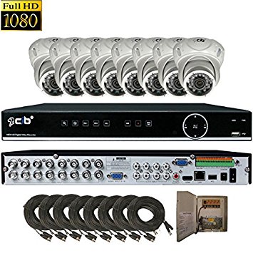 Full HD 16CH 1920TVL 1080P Recording and Display DVR system with 2TB HDD and 8 2Megapixel Vandal Dome Cameras Network Remote Viewing -- H80P16K2T03W-8KIT