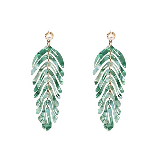 Feraco Palm Leaf Earrings For Women Minimalist Bohemian Resin Acrylic Statement Earring Dangle