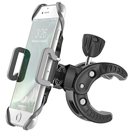 Bicycle Mount, F-color Bike Phone Mount Universal Bike Phone Holder Clamp with 360 Degree Rotation and Rubber Strap for iPhone Samsung, HTC, Smartphone and GPS Devices up to 3.6 inch Wide, Black