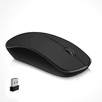 Wireless Mouse for Laptop, JOYACCESS Silent Cordless Mouse with USB Nano Receiver and High Precision 2400 DPI-Black