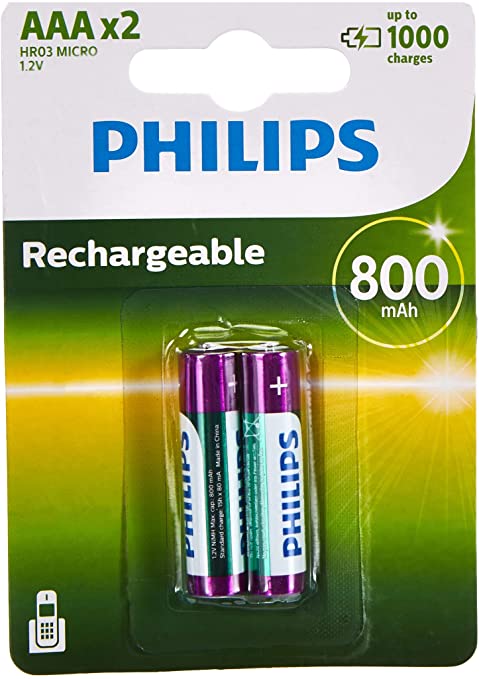Philips Multi Life - Pilas recargables NiMH AAA 800 mAh (Paquete de 2)