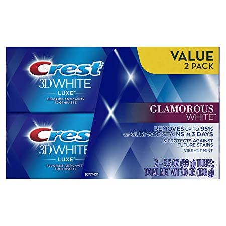 Crest Twin Pack 3D White Luxe Glamorous White Toothpaste, 3.5 Ounce