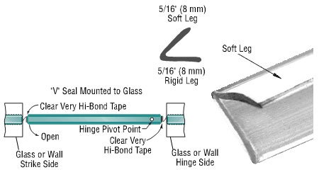 CRL Translucent Vinyl Edge "V" Seal for 1/4" Maximum Gap - 98 in long