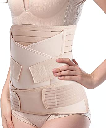 TiRain 3 in 1 Postpartum Belly Support Recovery Belly/Waist/Pelvis Belt Postpartum Belly Wrap Band - beige - X-Large