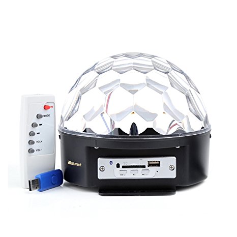 Stage Lighting Lamps, Blusmart Bluetooth Crystal Magic Ball RGB Disco Party Lights, SD and USB Ports for Music Playing, with Remote Control and BS Standard Plug