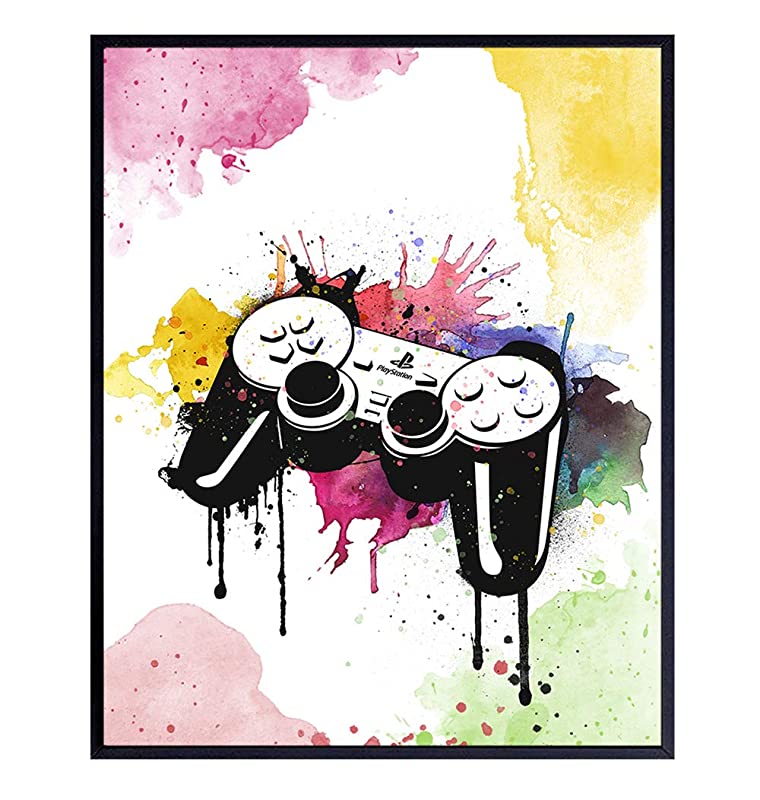 Gaming Remote Control Wall Art - 8x10 Graffiti Street Art Poster Print for Game Room, Dorm, Bar, Boys Room, Bedroom - Cool Gift for Gamers, Men, Teens - Unframed Picture Photo