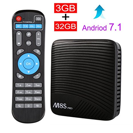 ESHOWEE M8S PRO Android 7.1 TV Box Amlogic S912 DDR4 3GB 32GB BT4.1 2.4/5 Dual-Band WiFi 4K UHD