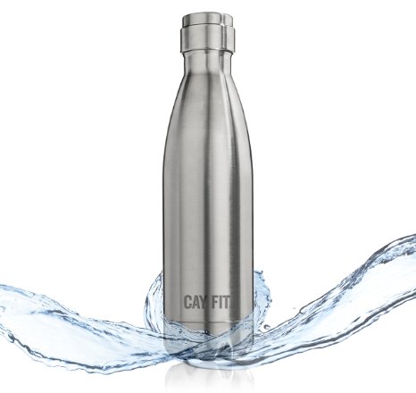 Cayman Fitness Insulated Stainless Steel Water Bottle, 17 oz