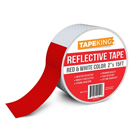 Tape King Reflective Tape, Red and White Safety, 2 Inch x 15 Feet Single Roll