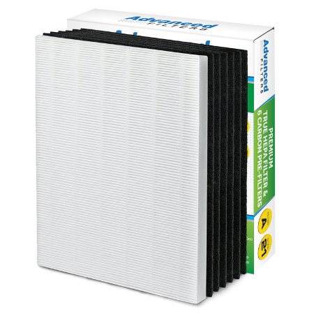 Premium True HEPA Filter with 6 Activated Carbon Pre Filters compatible with Winix 115115 Size 21 - Works with PlasmaWave P300, 5300, 5500, 6300 & Fellowes Aeramax 290, 300, DX95 by Advanced Filters
