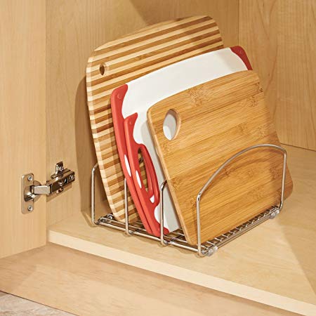 InterDesign Classico Kitchen Cookware Organizer for Cutting Boards and Cookie/Baking Sheets - Chrome