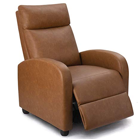 Homall Recliner Chair Padded Seat PU Leather for Living Room Single Sofa Recliner Modern Recliner Seat Club Chair Home Theater Seating (Khaki)