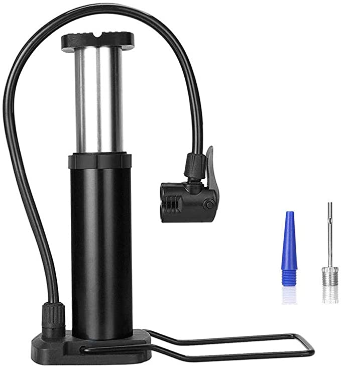 Mini Bike Pump, Portable Foot Activated Bicycle Pump, Universal Presta and Schrader Valve with High Pressure up to 120PSI, Bike Tire Pump for Basketballs, Footballs and Mountain Bike (Black)