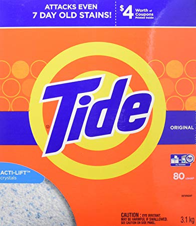 Tide High Efficiency Turbo Powder Laundry Detergent with Acti-Life, Original Scent, 3.1 kg (80 Loads)