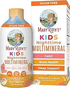 Kids Liquid Nighttime Multimineral by MaryRuth's | Kids Vitamins | Bone Health | Calm Calcium Magnesium Supplement | Vegan | Sugar Free | 30-180 Servings | 15.22 fl oz