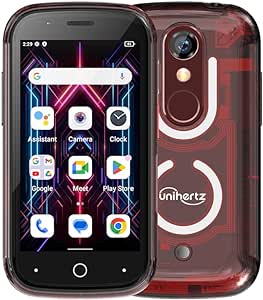 Unihertz Jelly Star Mini Smartphone, 3 Inch the World's Smallest Tiny Cell Phone 4G Android 13 Transparent Design LED Light NFC OTG, Red (NO Charger)