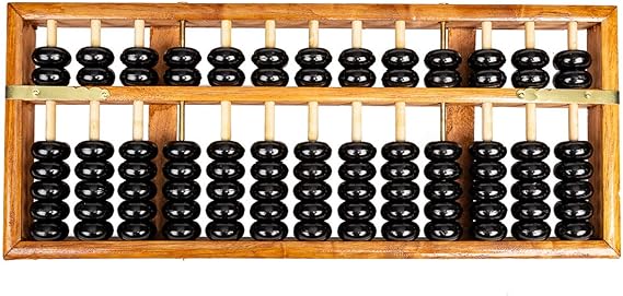 Asian Home Vintage-Style 13 Column Rods Wooden Abacus Professional Soroban Chinese Japanese Calculator Counting Tool (Large) - 14.5" x 6"