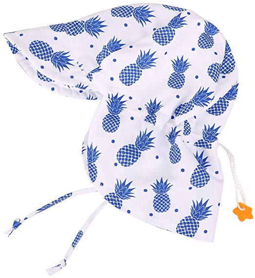 SimpliKids UPF 50  UV Ray Sun Protection Baby Hat w/Neck Flap & Drawstring