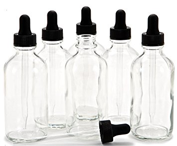 Vivaplex, 6, Clear, 4 oz Glass Bottles, with Glass Eye Droppers