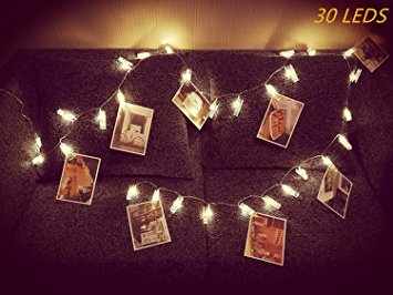 Ohbingo 30 Leds Photo Clips Dorm Room Christmas Lights, Decorations Lights for Bedroom, USB Powered, 12 Ft, Warm White - Ideal College Gifts