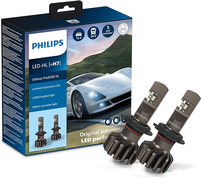 Philips Ultinon Pro9100 LED car headlight bulb (H7), 350 Percent, 5.800 K, set of 2