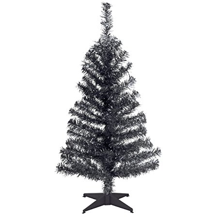 National Tree 3 Foot Black Tinsel Tree with Plastic Stand (TT33-704-30-1)