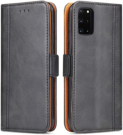Bozon Galaxy S20 Plus Case, Leather Wallet Phone Case for Samsung Galaxy S20 Plus with Card Slots/Magnetic Closure (Black)