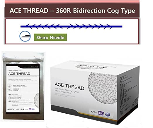 ACE PDO thread lift KOREA face/whole body - 360R Bidirection Cog Type/Sharp Needle (20pcs) (23G90)