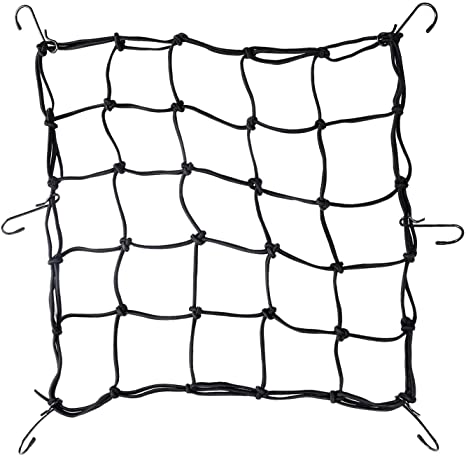 SunFounder Super Strong Stretch Heavy-Duty 15" Cargo Net for Motorcycle ATV - Stretches to 45" with Iron Hooks