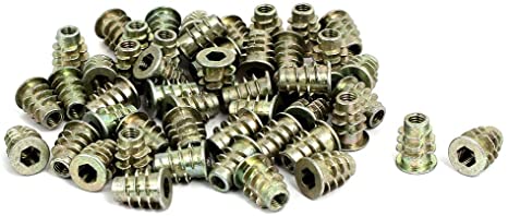 uxcell M5x14mm Interface Hex Socket Threaded Insert Nuts 50pcs for Wood Furniture