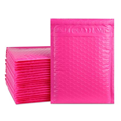 UCGOU #0 6x10" Pink Poly Bubble Mailers Self Seal Padded Envelopes Shipping Envelope Bags Water Resistant 50pcs