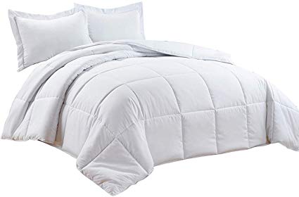 Chezmoi Collection 3-Piece Down Alternative Comforter Set (Oversized King, White)
