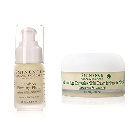 Bundle - 2 Items : Eminence Bamboo Firming Fluid, 1.2 Ounce & Eminence Monoi Age Corrective Night Cream for Face and Neck