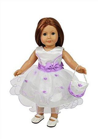 Flower Girl Doll Clothes for American Girl Dolls (Includes Dress, Purse, and Shoes)