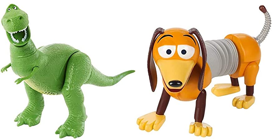 Disney/Pixar Toy Story 4 True Talkers Rex Figure, 7.8 in / 19.81 cm-Tall Posable, Age 3  & Disney Pixar 4 Slinky Figure, 4.4 in / 11.18 cm Tall, Posable Character Figure, Age 3 , Multicolor