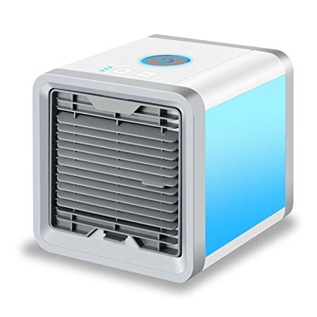 ADDSMILE Portable Air Cooler Desktop Air Conditioner Personal Air Purifier Humidifier USB Powered with 3 Speeds and 7 Colors Changing LED Lights for Home Beds Office Gym Yoga Spa and Outdoors