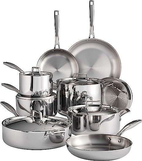 Tri-Ply Clad 14 Pc Stainless Steel Cookware Set - 80116/045DS