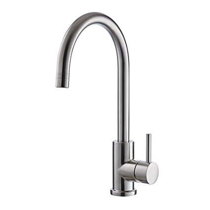 Trywell T304 Solid Stainless Steel Kitchen Sink Faucet, High Arc Single Lever Bar Faucet with Two-function Nozzle,1.8 Gpm