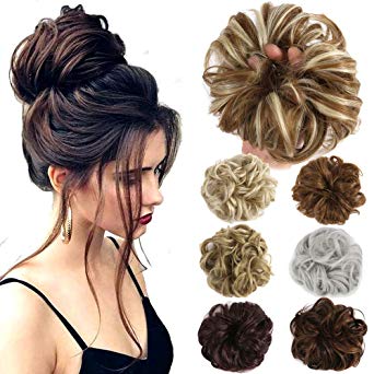 Hair Bun Extensions Wavy Curly Messy Donut Chignons Hair Piece Wig Hairpiece