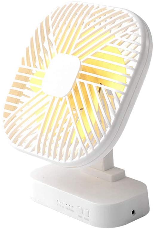 Timeable Desk Fan, SAYTAY 90 Degree Rotation Absorbable Ultra Quiet Rechargeable Battery Operated USB Fan, 3 Speeds Powerful Wind Cooling Fan Air Circulator for Office Home Bedroom Desktop (White)