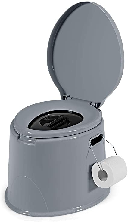 Giantex Portable Travel Toilet with Detachable Inner Bucket and Removable Toilet Paper Holder Lightweight Outdoor Indoor Toilet for Camping, Hiking, RV, Boating and Trip