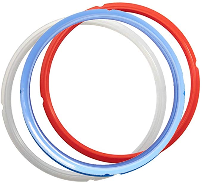 Sealing Ring,Pack of 3 Silicone Sealing Rings for Instant Pot 6 Quart, BPA-Free Food Grade Rubber Sealer,Insta Pot Accessories Fit IP-DUO60, IP-LUX60, Smart-60 and IP-CSG60 (Red,Blue,White)