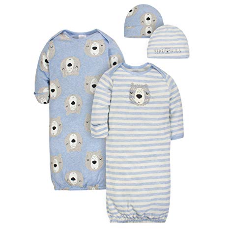 Gerber Baby Boys 4-Piece Organic Gown and Cap Set