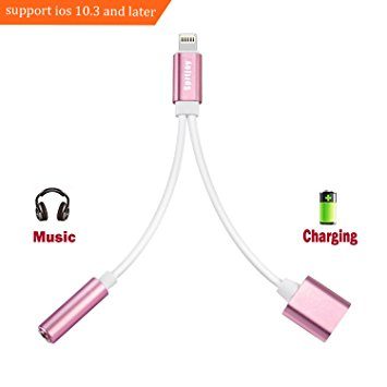 2 in 1 Lightning iPhone 7 Adapter, Lightning Adapter and Charger, Sprtjoy Lightning to 3.5mm Aux Headphone Jack Audio Adapter for iPhone 7 / 7 plus - Support iOS 10.3 or Later